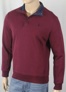 Polo Ralph Lauren Red Wine Half Snap Double Knit Jacket Navy Blue Pony NWT $125 - Picture 1 of 1