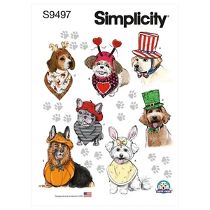 SIMPLICITY 9497 DOG HATS & BANDANAS Sewing Pattern Sizes S-M-L BIBS - Picture 1 of 8