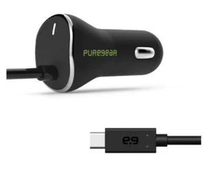 PUREGEAR 3 AMP USB TYPE C (USB-C) CORDED CAR CHARGER - BLACK - Picture 1 of 3