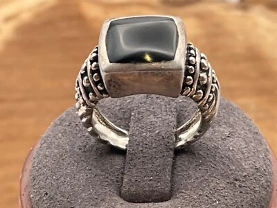 Anel vintage de prata esterlina preto ônix ornamentado sinete/coquetel tamanho 7--975,23 - Imagem 1 de 4