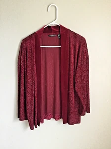 isaac mizrahi Women Velvet Burnout Burgundy Lightweight Thin Top Coat burnout  - Picture 1 of 11
