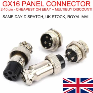 GX16 Aviation Plug + Socket Cable Connector Panel Mount 2-10 pin M16 Male Female - Picture 1 of 19