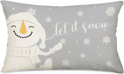 Winter Snowman Throw Waist Pillow Cases Grey White Snowflake Outdoor Let It Snow
