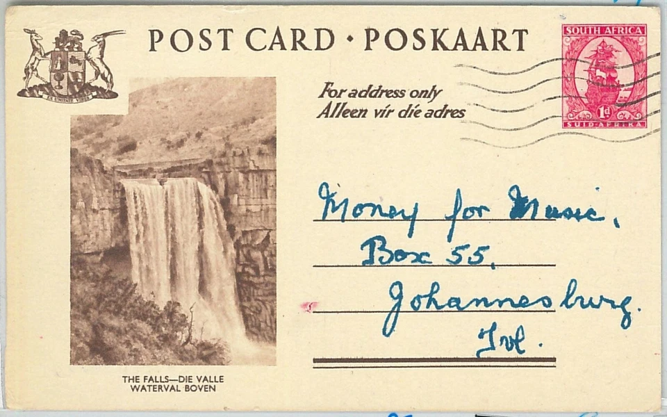 64666 - SOUTH AFRICA - POSTAL HISTORY: POSTAL STATIONERY CARD - WATERFALLS - Изображение 1 из 1