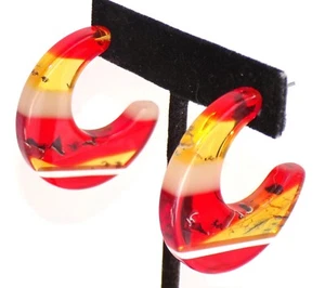 Sobral Eco Ambar Photo Earthy & Firery Hued Hoops Artist Made Post Earrings - Picture 1 of 6