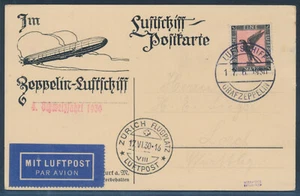 Zeppelin Schweizfahrt 1930 DELAG-Karte Adler EF Bordpost Abwurf Zürich (S23526) - Bild 1 von 2