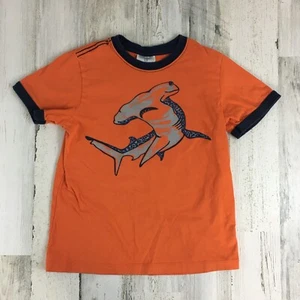 Hanna Andersson Orange Hammerhead Shark Ringer T Shirt Sueded Jersey Boys 130 8 - Picture 1 of 12