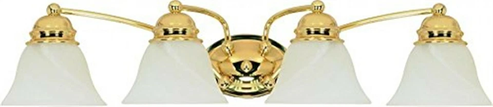 Nuvo 60/351 Empire Four Light Vanity With Alabaster Glass Polished Brass