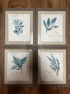 Obras de arte de albahaca y salvia orégano tomillo enmarcadas y enmarañadas para hierbas de cocina 11x13 - Imagen 1 de 9