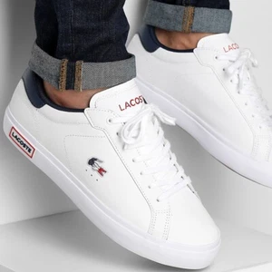 Mens Lacoste Tennis Style Trainers All UK Sizes White Leather BNIB LPCTCW1 - Picture 1 of 12