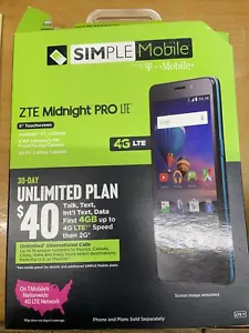 Brand New ZTE Midnight Pro LTE 8GB Z828TL Smartphone - Simple Mobile - Picture 1 of 1