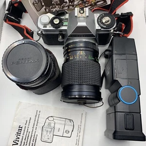 PENTAX MG SLR Film Camera Sears 28-85mm Lens & Solo for Auto Tele Converter - Picture 1 of 15