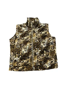 Jones of New York Woman Soft Velour Leopard Print Zip Front Vest Plus Size 2X - Picture 1 of 11