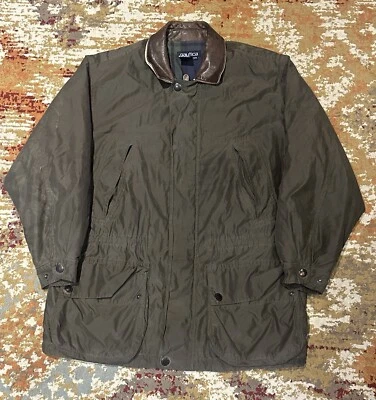 Chaqueta Nautica Vintage Cuello Cuero Verde Para Hombre Talla M Muy Bonita Foto 1 de 4