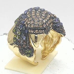 Gold & Black Eagle Rhinestone Crystal Cocktail Ring Size 9 EUC - Picture 1 of 8