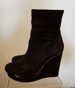VIA SPIGA BLK SUEDE PLATFORM WEDGE BOOTIES Size 8.5M - Picture 1 of 6