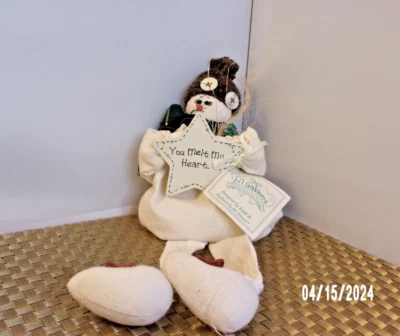 Boneco de neve americano primitivo Li'l Gabbers "You Melt My Heart" ornamento 12" - Imagem 1 de 2