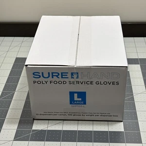 1000 Sure Hand Clear Gloves Size L Poly Food Service Non-Sterile Single-Use NISB - Picture 1 of 11