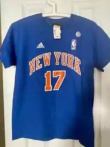 Kids's Size L - Adidas New York Knicks Lin #17 Blue 100% Cotton T-Shirt - Picture 1 of 5