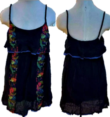 MINIVESTIDO JERSEY NEGRO Y FLORAL FREE PEOPLE TALLA L Foto 1 de 4