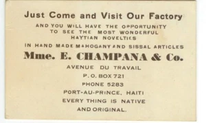 c1950 Port-Au-Prince Haiti E Champana Noverties business card - Picture 1 of 1