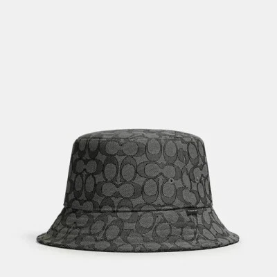 NUEVO CON ETIQUETAS COACH Unisex Firma Jacquard Sombrero Cubo CW765 Carbón Foto 1 de 4