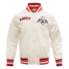 MLB Los Angeles Angels Ivory Satin Bomber Varsity Baseball Letterman Jacket