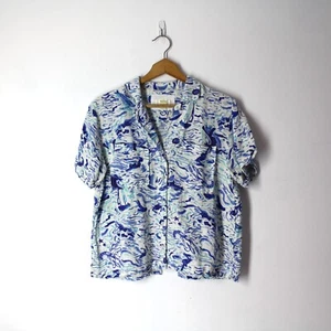 Camisa de Surf Clásica Anthropologie MAEVE Top Abotonada Mezcla de Lino Espalda Dividida S - Imagen 1 de 10