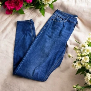 Pantalones de mezclilla antiguos azul marino Rockstar súper ajustados tiro alto 27/7 esculpidos talla 8 pequeños elásticos - Imagen 1 de 9