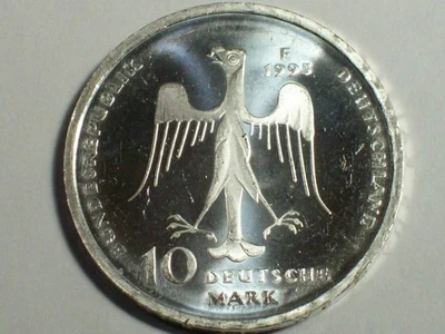 Silver 1995-F Germany Fed Republic  10 Mark   KM#186   Near Gem BU+     SN7079 - Image 1 of 2