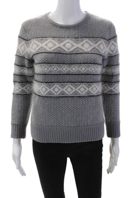 Suéter Rag & Bone Mujer Manga Larga Cuello Redondo Rayas Gris Blanco Lana Pequeño Foto 1 de 4