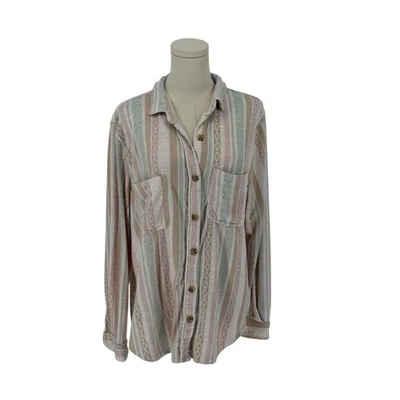 C&C California Soft & Cozy Boho Multicolor Patterned Button Up Shirt (Size L) - Image 1 of 4
