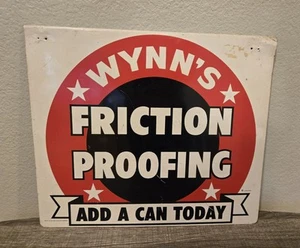 Vintage Wynn's Friction Proofing Tin Sign Rack Topper Add a Can Today C&P Signs - Picture 1 of 21