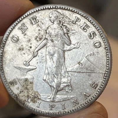 1910 US-Philippines 1 Peso Silver Coin AU Details (cleaned) B11 - Image 1 of 3