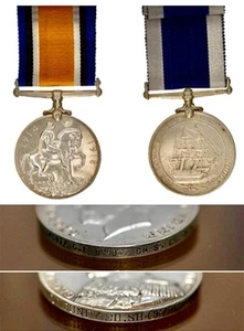 2 X WWI British War medal in silver & Royal Naval Volunteer 343017 C.E.Bundy CH - Bild 1 von 4