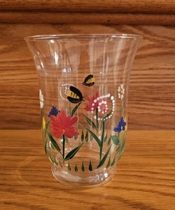 Royal Danube handbemalte Trinkglas/Hurricane Vase Blumen & Bienen 5,25x4" - Bild 1 von 6