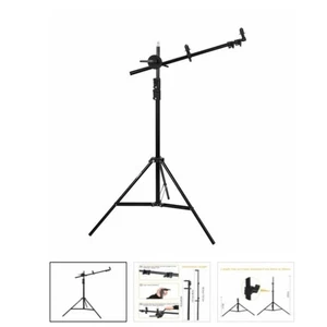 Light Stand with Reflector Arm – 200cm Tripod Boom Holder Studio Photography - Picture 1 of 3