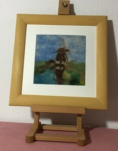 (62,50/VKE) Filzbild: Windmill (Vermeer) m. Rahmen ohne Glas und Staffelei - Bild 1 von 1