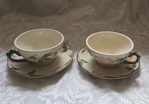 2 Vintage 1950s Elegant Franciscan Desert Rose Teacups and Saucers (Set Of 2) - Picture 1 of 7