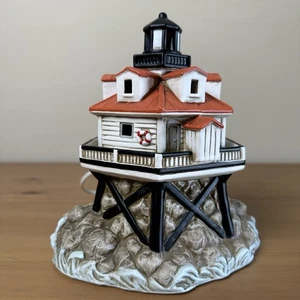 1995 Lefton Hand Painted Ceramic Lighthouse Lighted Thomas Point Maryland VTG - Picture 1 of 9