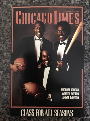 MICHAEL JORDAN, WALTER PAYTON  & DAWSON 'CHICAGO TIMES' COSTACOS POSTCARD - #2L Cover