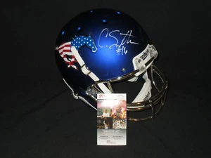 COURTLAND SUTTON SIGNED SMU MUSTANGS USA PONY BLUE FULL SIZE HELMET JSA BRONCOS - Picture 1 of 5