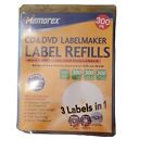 Memorex Cd/Dvd Labelmaker Label Refills White Matte Inkjet Laser 300 Pack