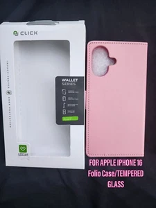 CLICK Wallet Series iPhone 16 Case w/Tempered Glass/stylus FAST SHIPPING - Picture 1 of 6
