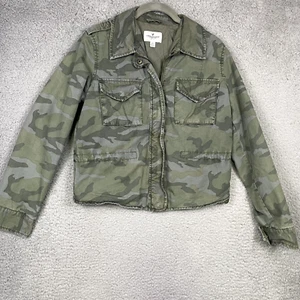 American Eagle Womens Small Zip Up Camo Snap Long Sleeve Utility Jacket Green - Picture 1 of 15
