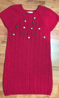 Редкие издания для девочек размер 6 Рождественский праздник кабель трикотажа Pom Pom свитер платье LN - Изображение 1 из 4