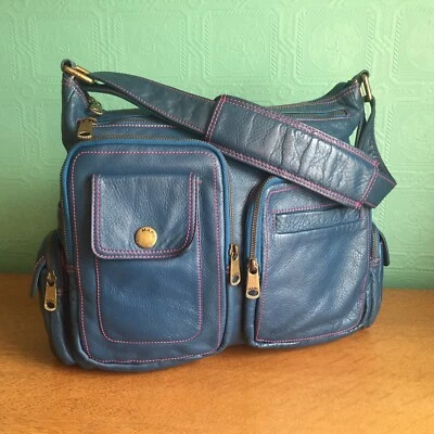 Vintage Marc Jacobs Blue Leather Work Gym School Travel Bag Purse - Image 1 of 4