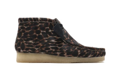 NUEVO Hombres Clarks Original Wallabee Negro Animal Print Peludo Leopardo Estampado Zapatos Foto 1 de 3
