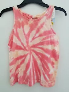 CAT & JACK Coral Tie Dye Keyhole Back Tank Girls Size L (10/12) - Picture 1 of 7