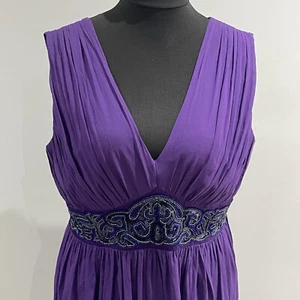 Vestido Monzón Talla 16 100% Seda Púrpura Midi Dobladillo Burbuja Adornado Ocasión De Colección - Imagen 1 de 17